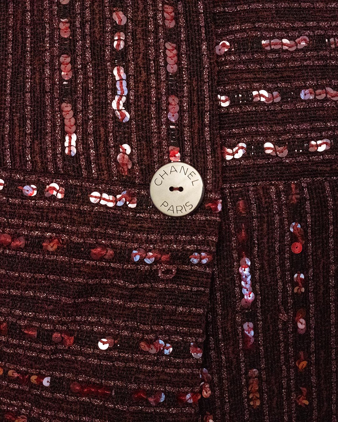 Chanel Jäckchen mit Pailletten · Bordeaux