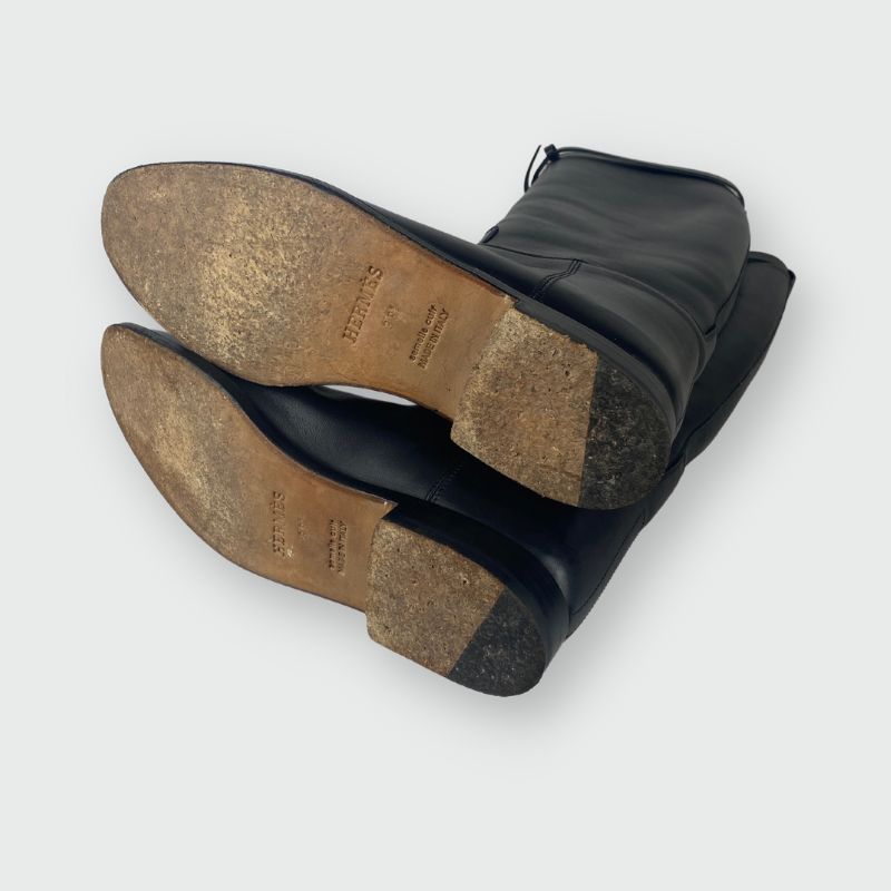 Hermès Stiefel mit Schaftschnalle Schwarz