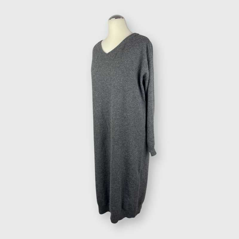 Brunello Cucinelli Kleid mit V-Ausschnitt Grau