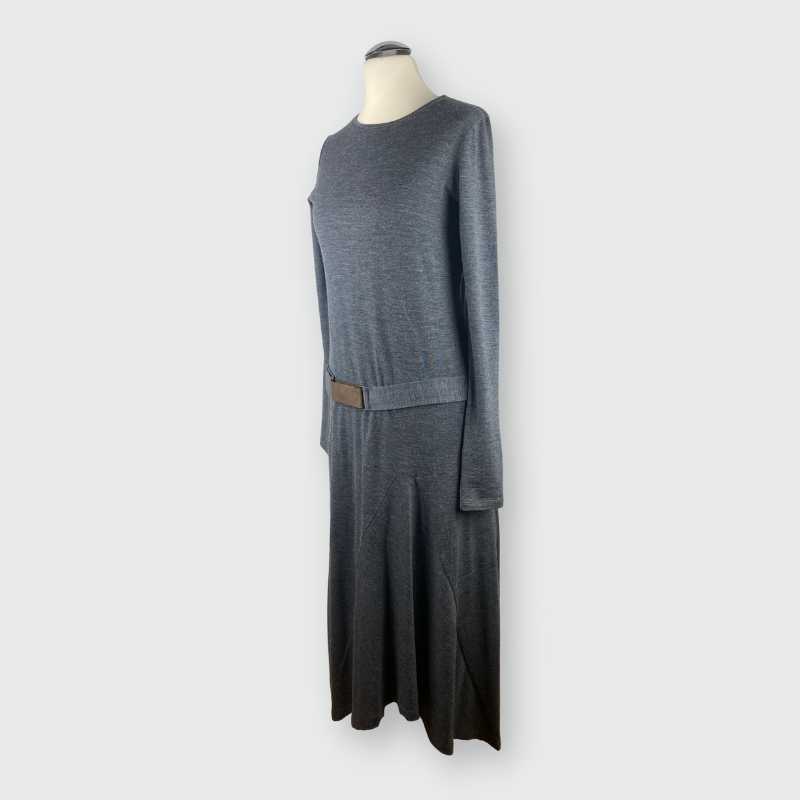 Brunello Cucinelli Kleid mit Gürtel Grau
