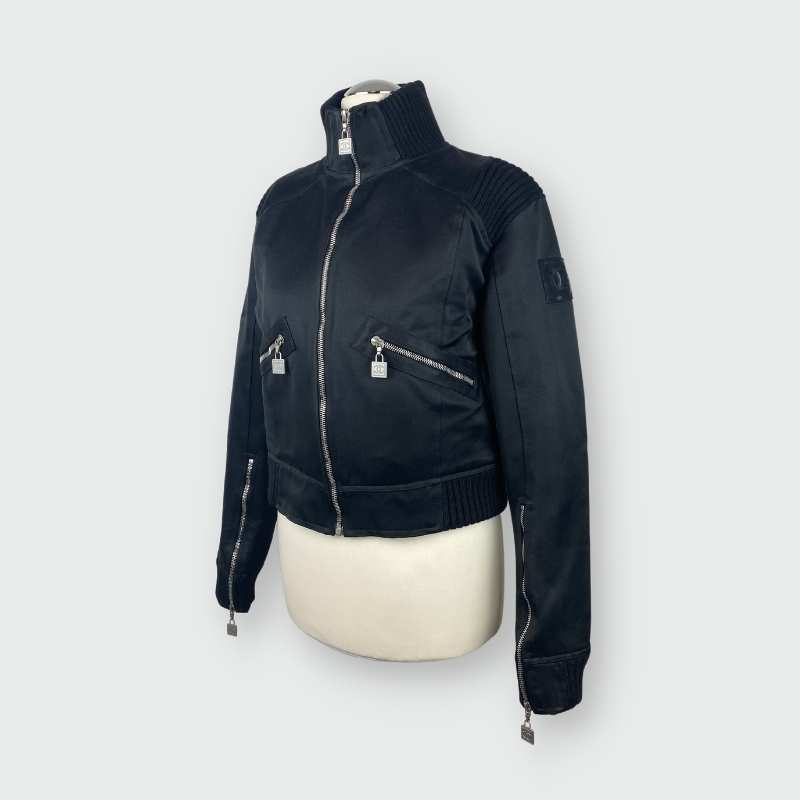 Chanel Jacke mir Reißverschlusstaschen Schwarz