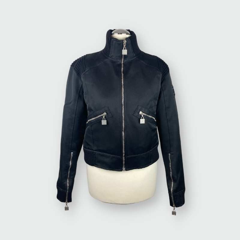 Chanel Jacke mir Reißverschlusstaschen Schwarz