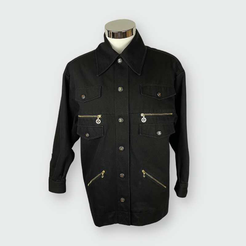 Chanel Jacke Jeansstoff Schwarz