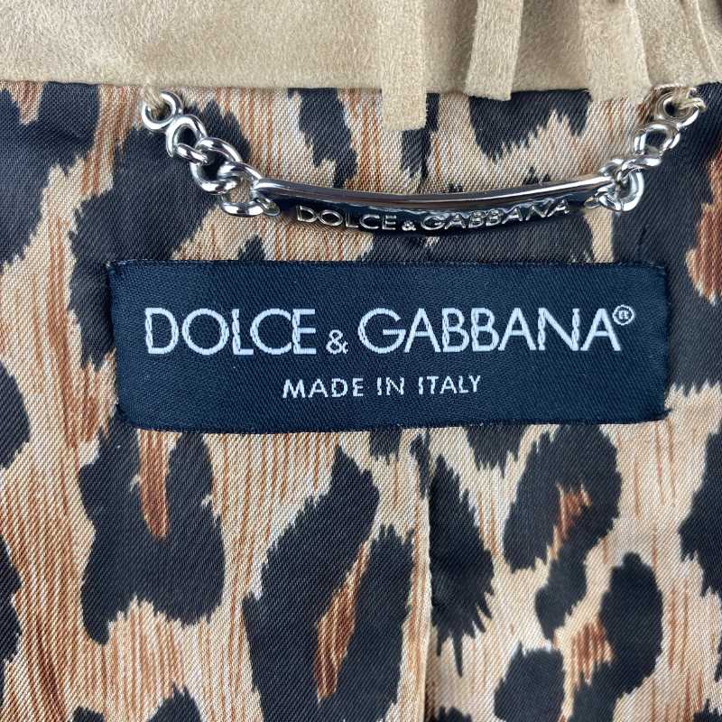 Dolce&Gabbana Lederjacke mit Fransen Sand