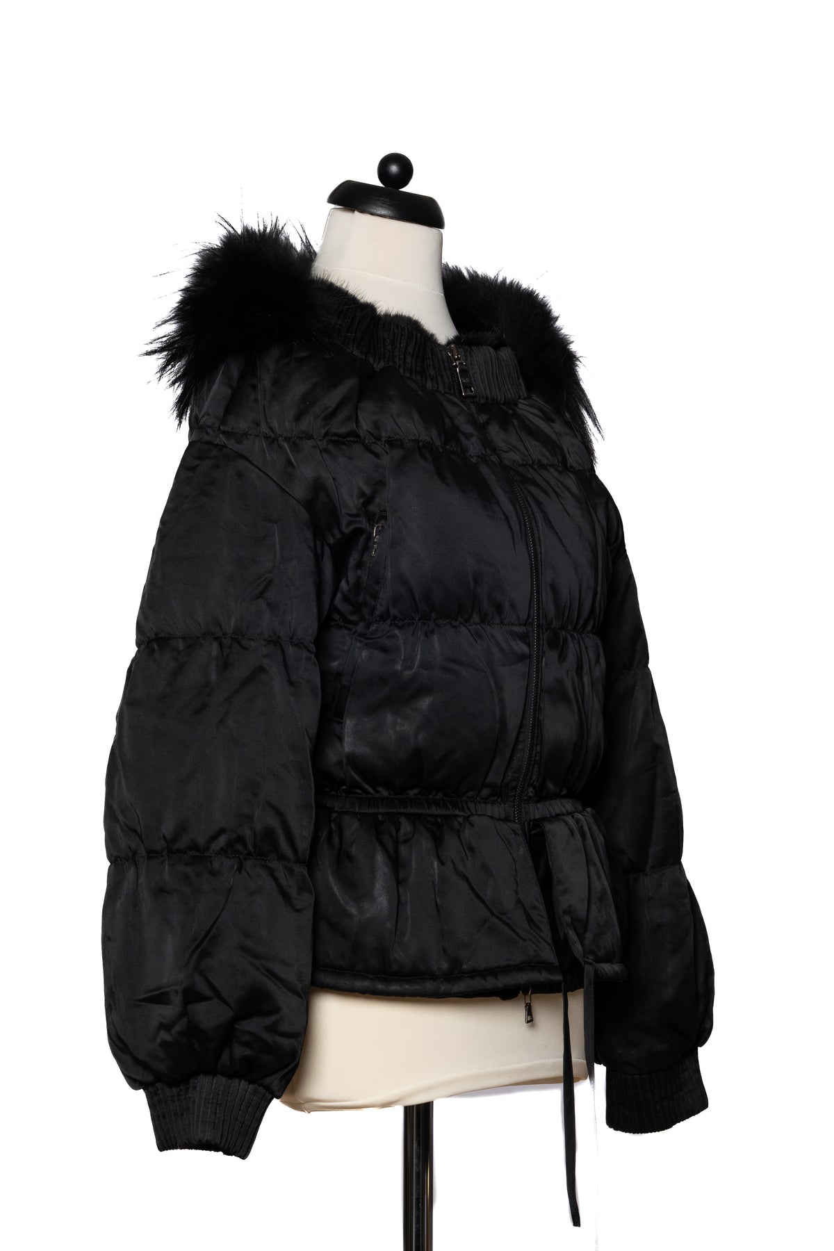 Prada Steppjacke mit Fell · Schwarz
