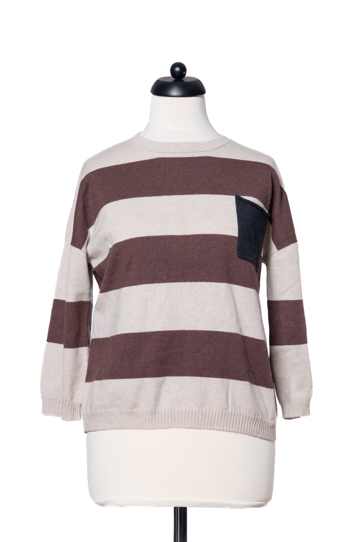 Brunello Cucinelli Pullover gestreift · Bordeaux/Beige