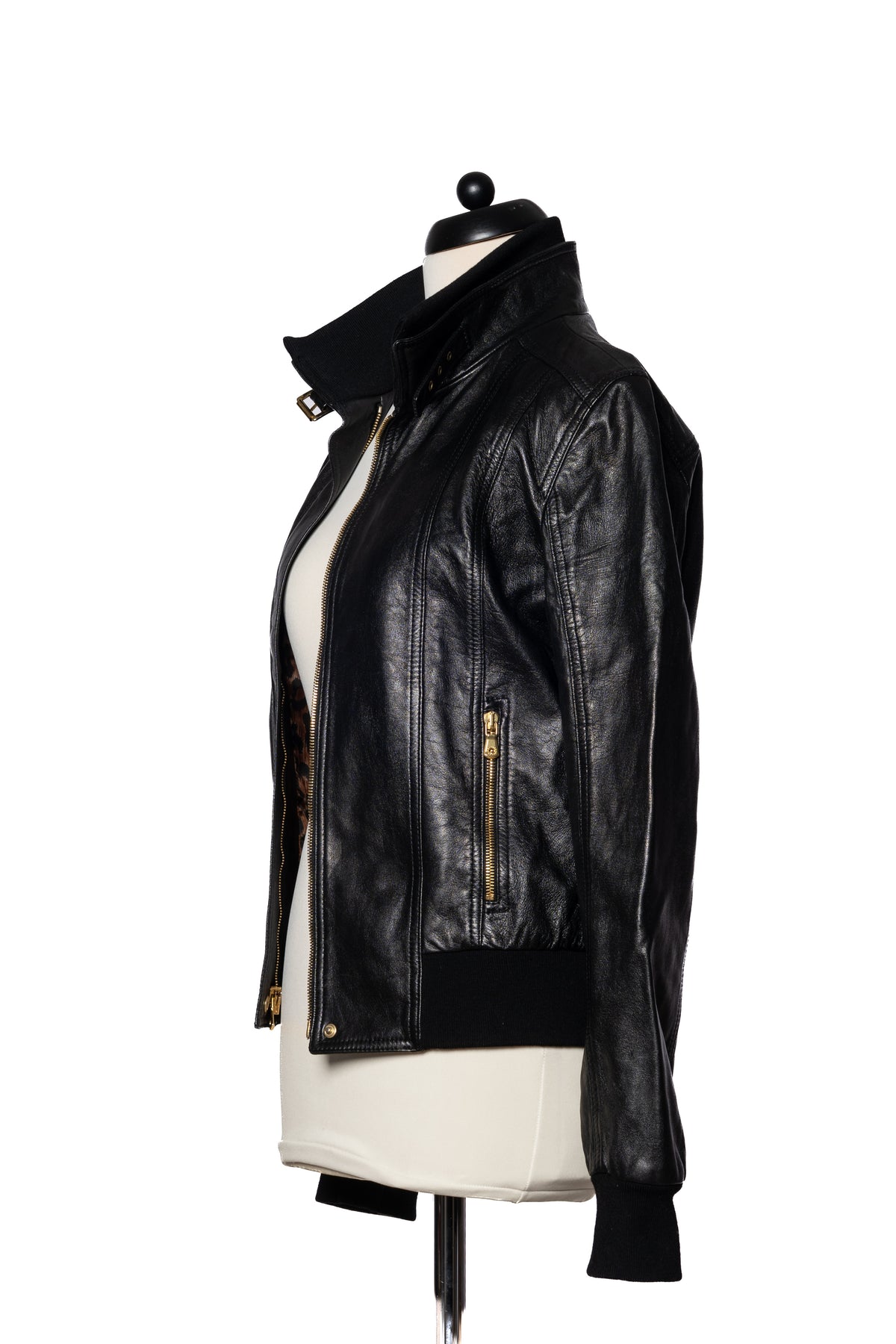 Dolce&Gabbana Lederjacke Schnallenkragen Schwarz