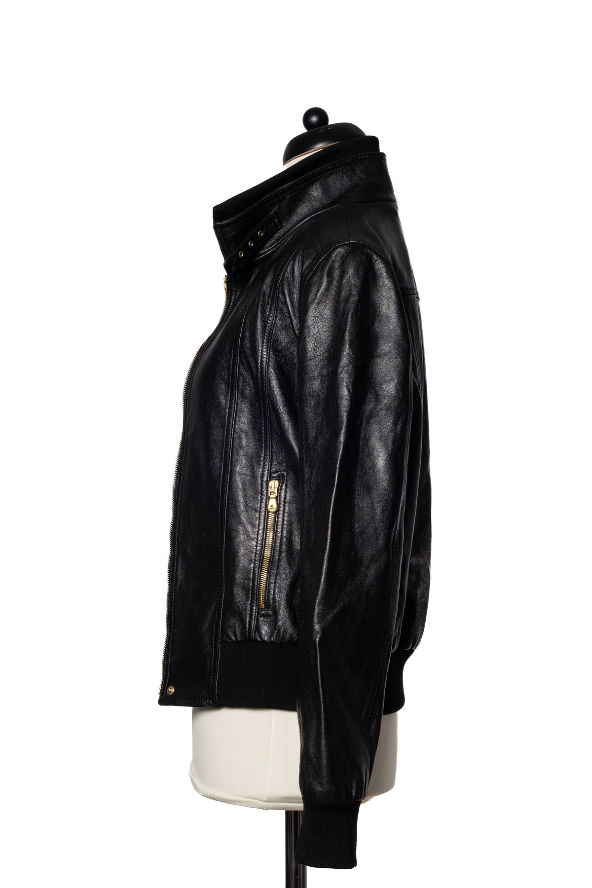 Dolce&Gabbana Lederjacke Schnallenkragen Schwarz