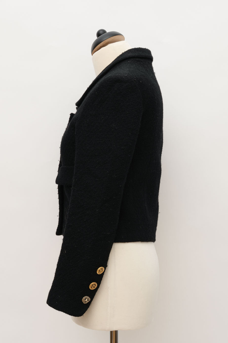 Chanel Tweed Jacke Cropped Schwarz