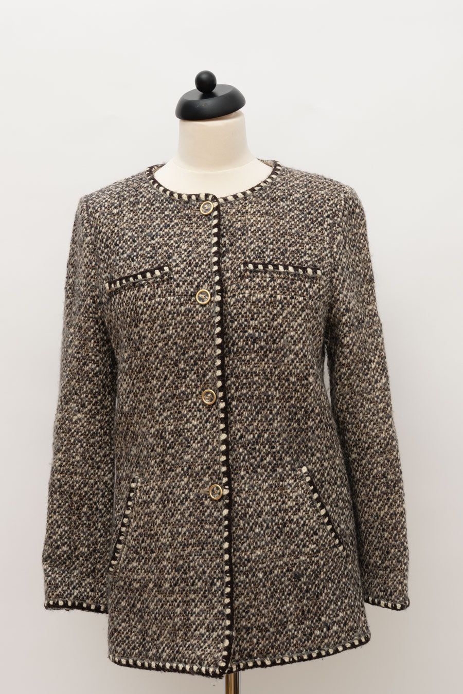 Chanel Tweed Jacke Braun