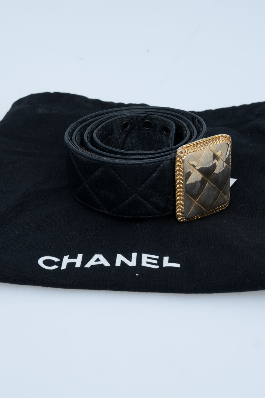 Chanel Gürtel Schwarz gesteppt