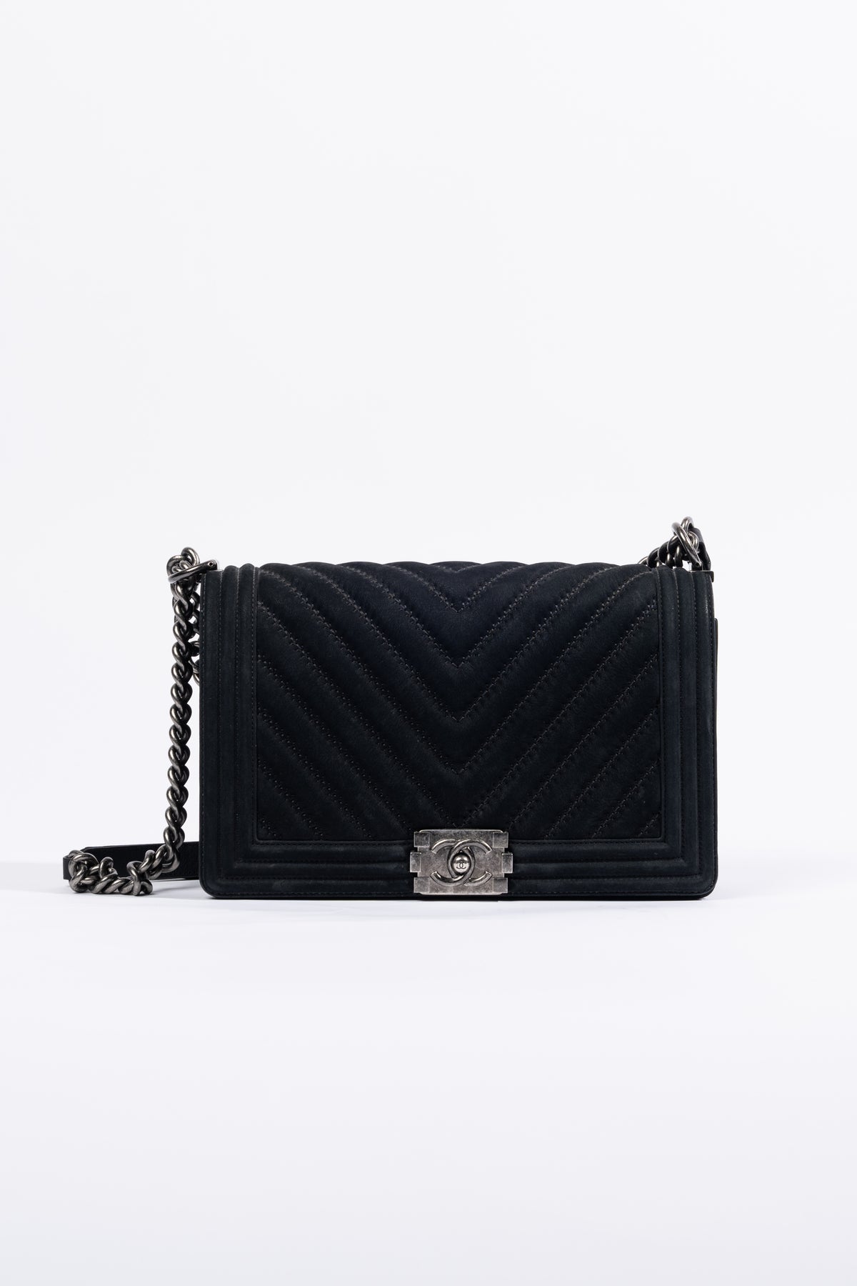 Chanel Medium Boy Bag Schwarz Wildleder