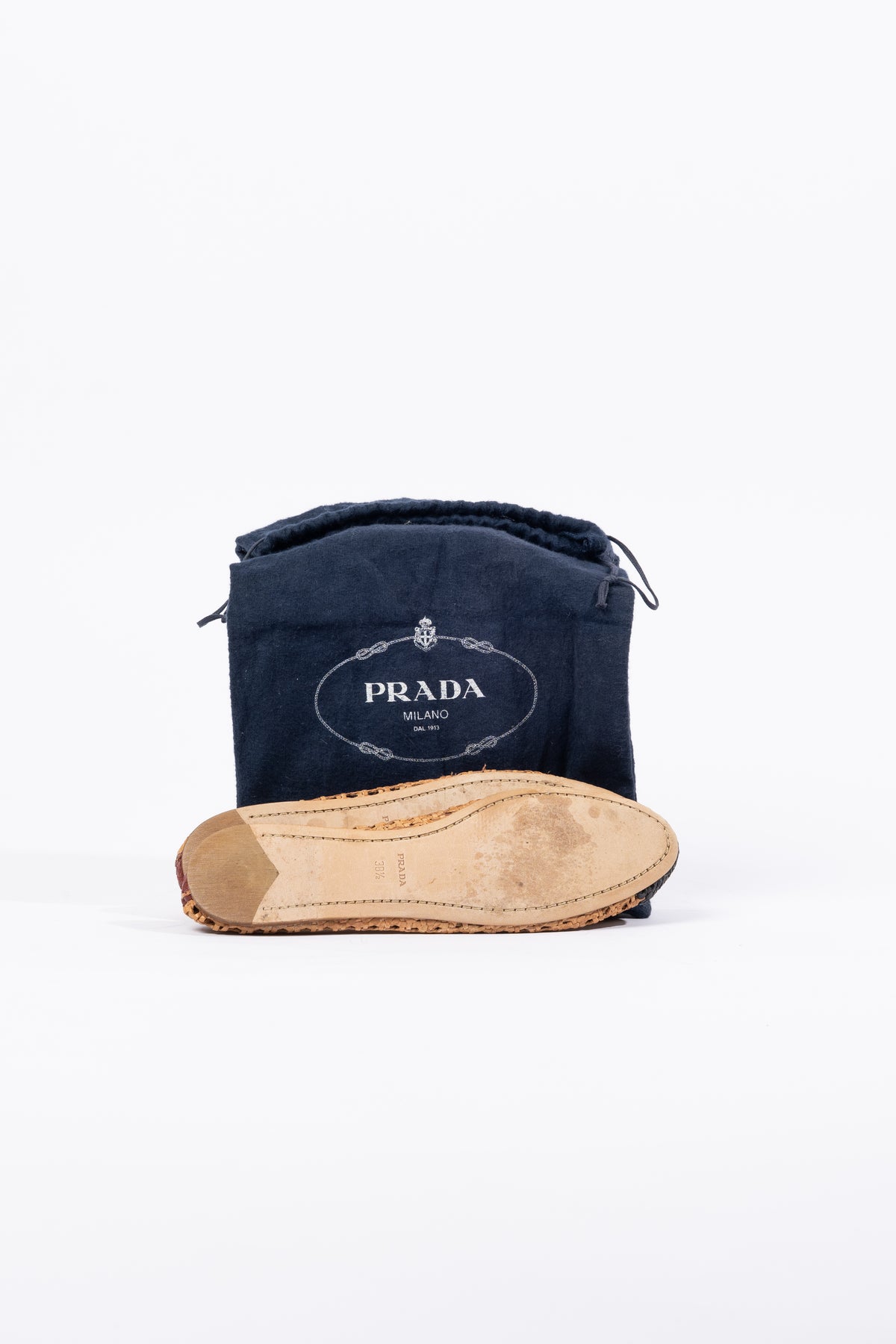 Prada Flechtballerina · Orange/Schwarz/Rot