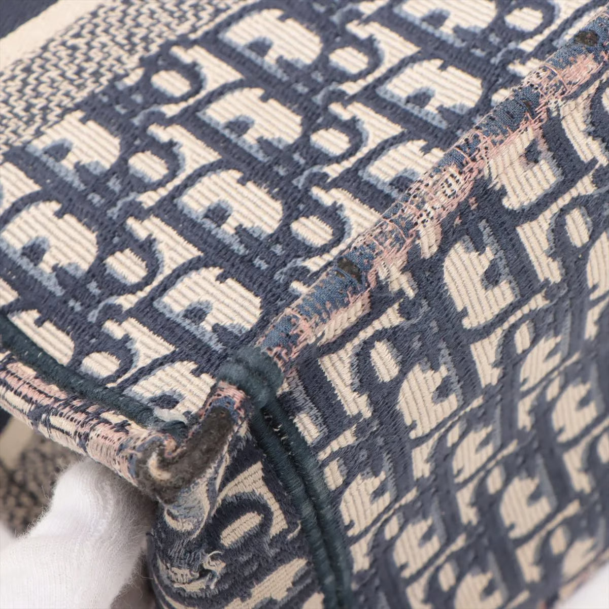 Christian Dior Book Tote Houndstooth Canvas Medium