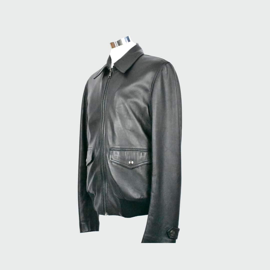 Dolce&Gabbana Lederjacke Kent-Kragen Schwarz