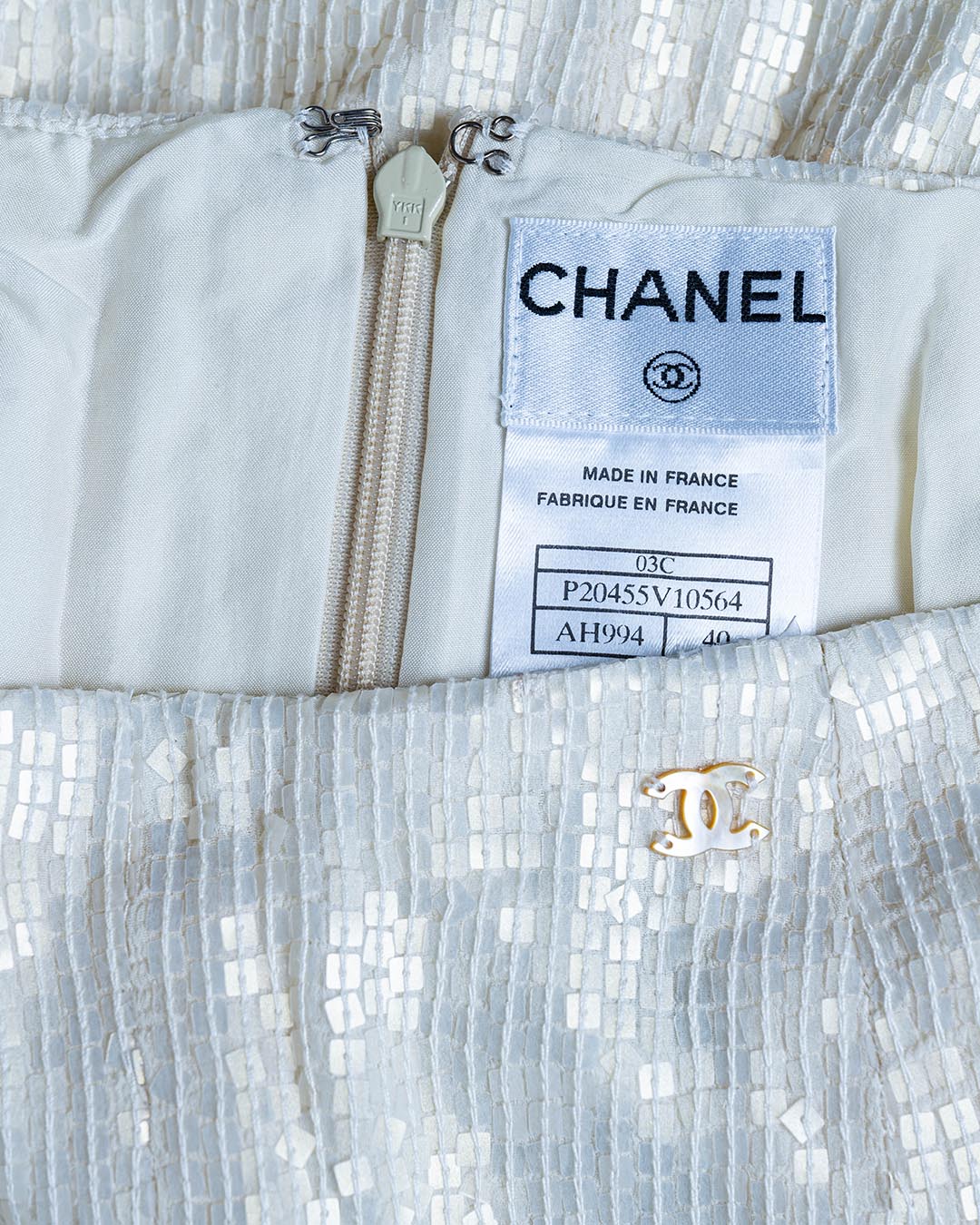 Chanel Paillettenrock · Creme
