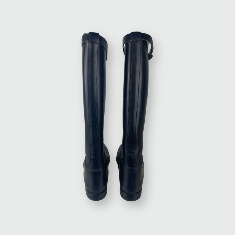 Hermès Stiefel mit Schaftschnalle Schwarz