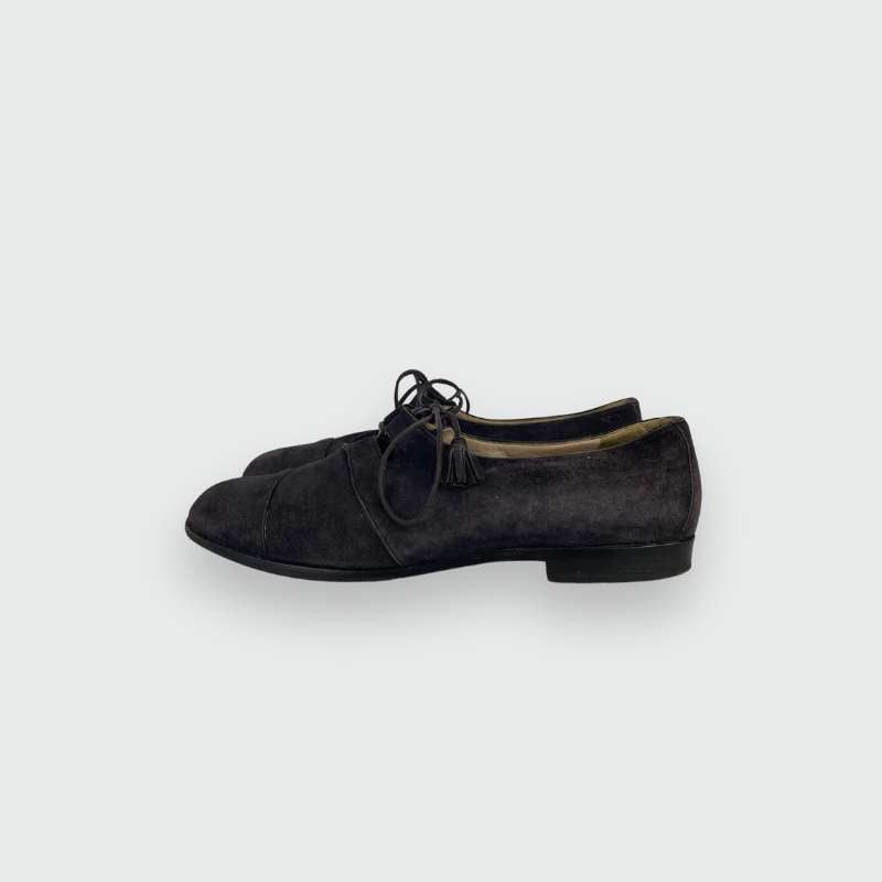Chanel Schuhe Flach Grau Wildleder