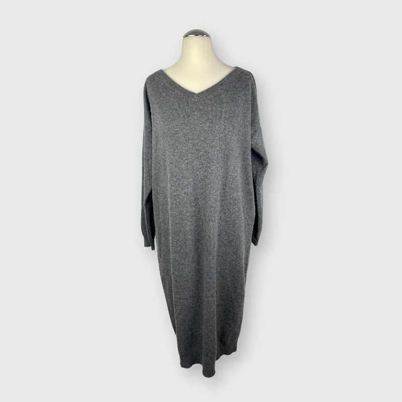 Brunello Cucinelli Kleid mit V-Ausschnitt Grau