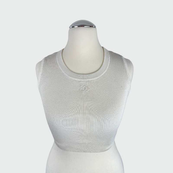 Chanel Strick-Crop-Top · Weiß · Gr. M