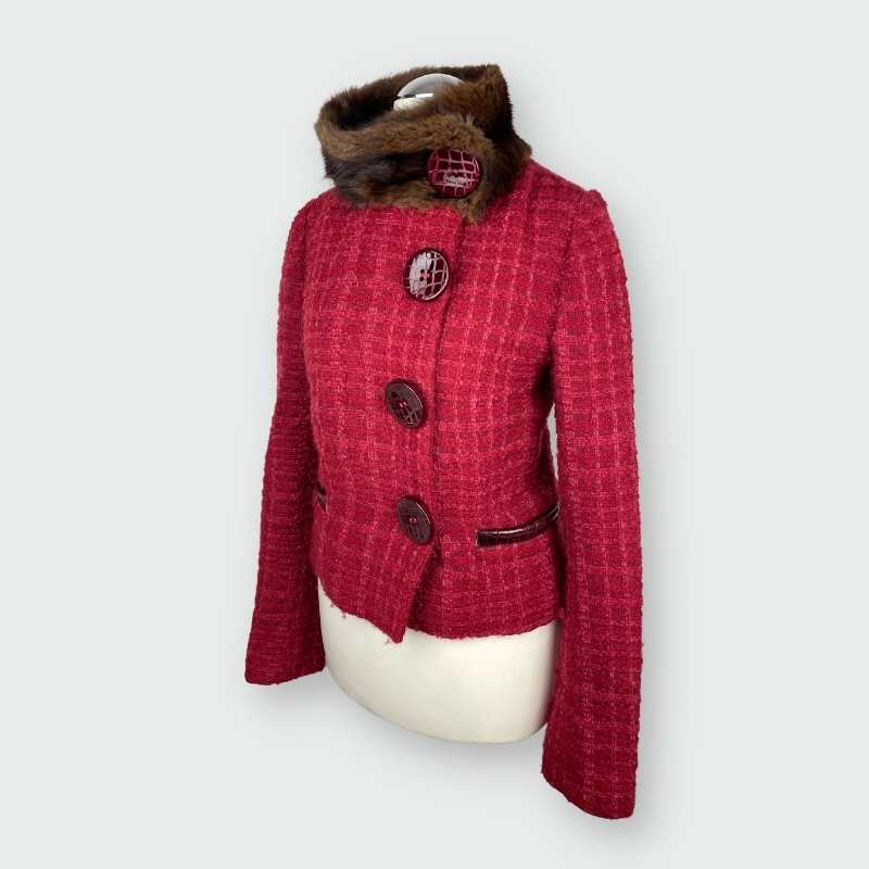 Dolce&Gabbana Jacke mit Pelzkragen Rot