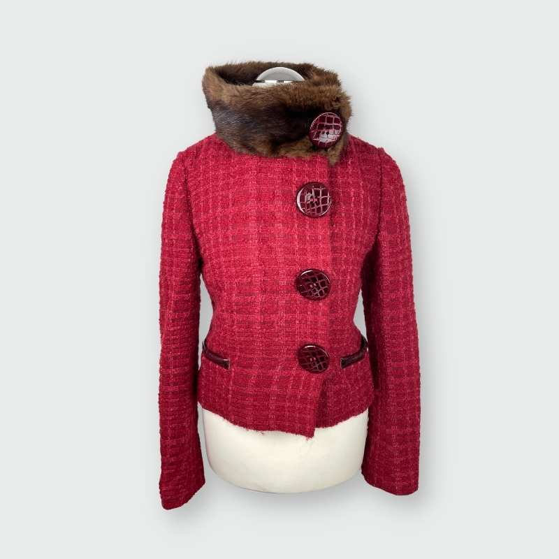 Dolce&Gabbana Jacke mit Pelzkragen Rot