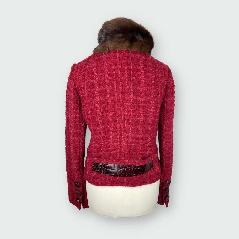 Dolce&Gabbana Jacke mit Pelzkragen Rot