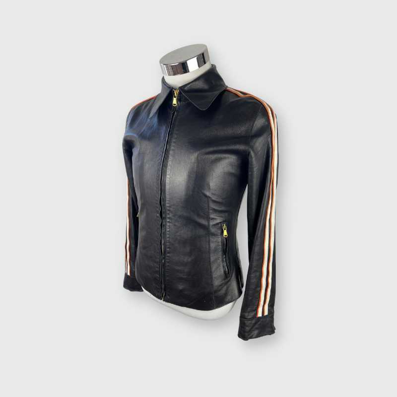 Dolce&Gabbana Lederjacke Racing Schwarz