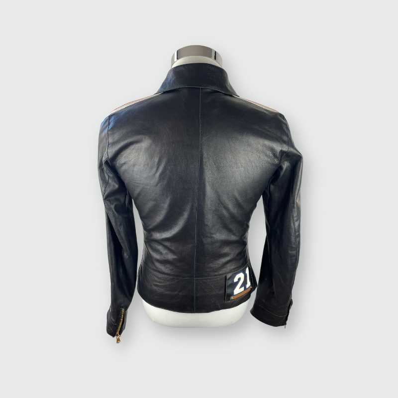 Dolce&Gabbana Lederjacke Racing Schwarz