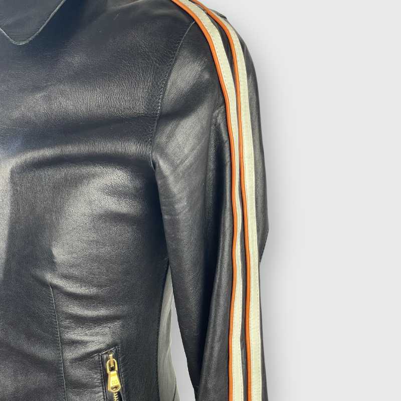 Dolce&Gabbana Lederjacke Racing Schwarz