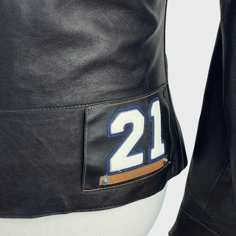 Dolce&Gabbana Lederjacke Racing Schwarz
