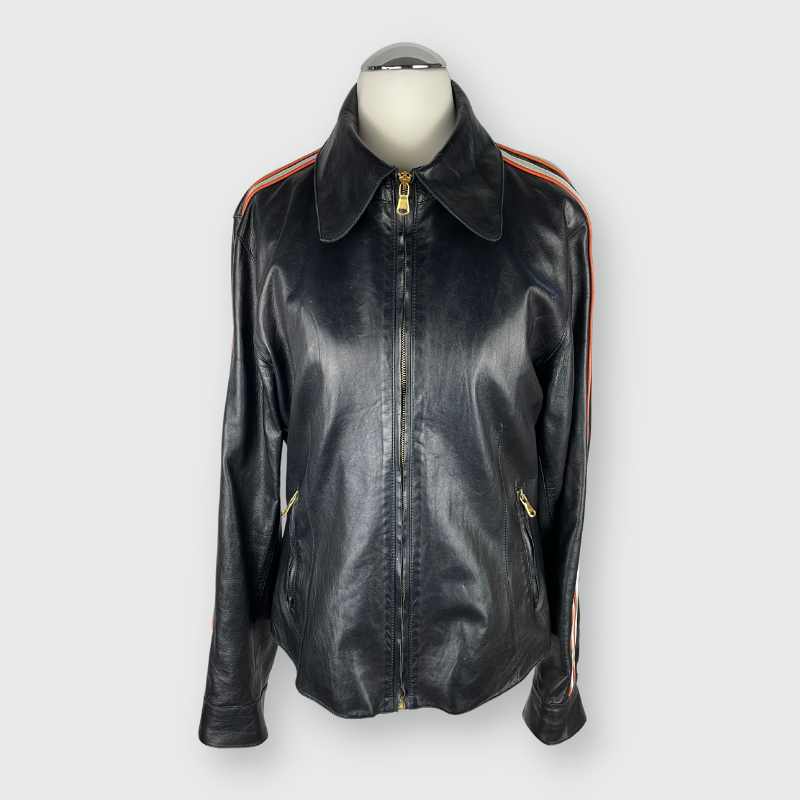 Dolce&Gabbana Lederjacke Racing weit Schwarz