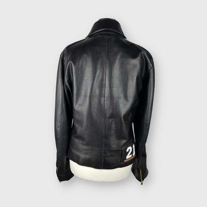 Dolce&Gabbana Lederjacke Racing weit Schwarz