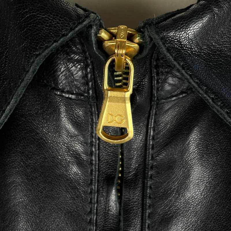 Dolce&Gabbana Lederjacke Racing weit Schwarz