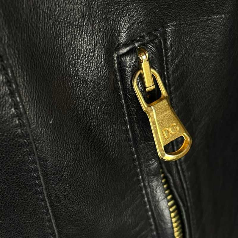 Dolce&Gabbana Lederjacke Racing weit Schwarz