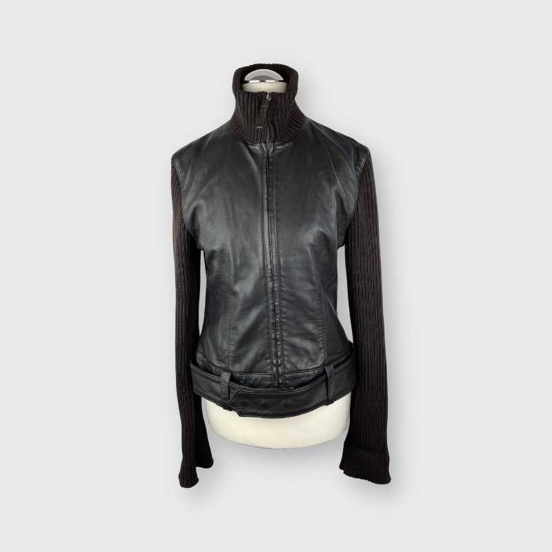 Dolce&Gabbana Lederjacke mit Belt-Optik Schwarz