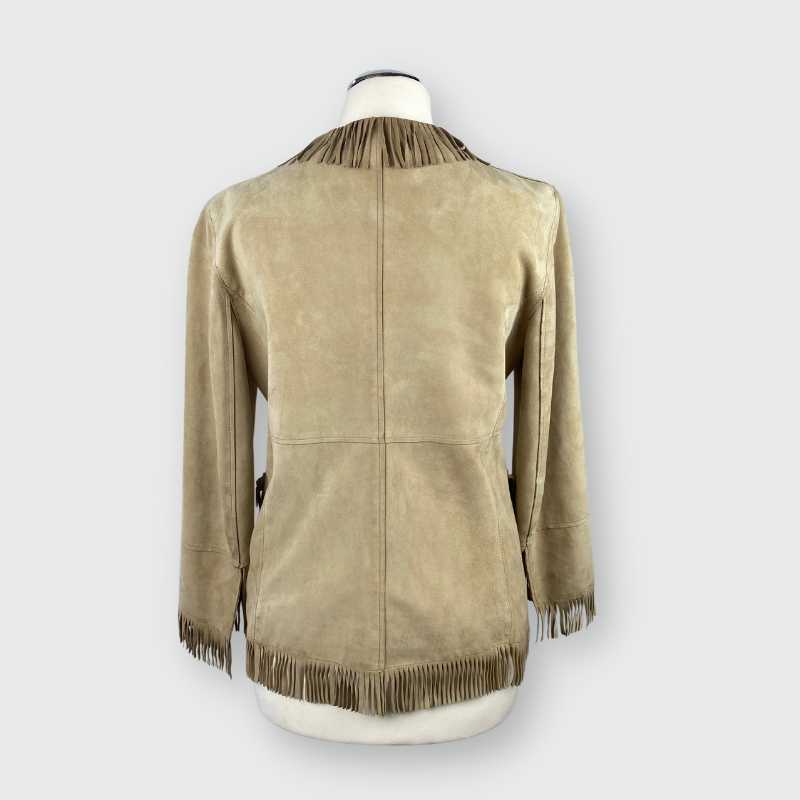 Dolce&Gabbana Lederjacke mit Fransen Sand