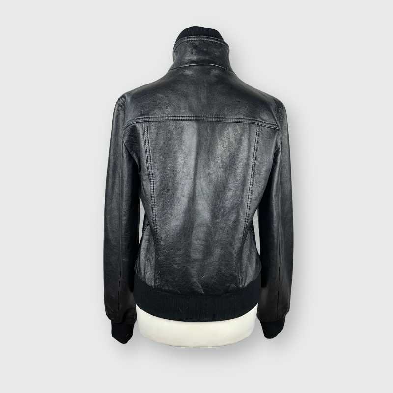 Dolce&Gabbana Lederjacke Schnallenkragen Schwarz