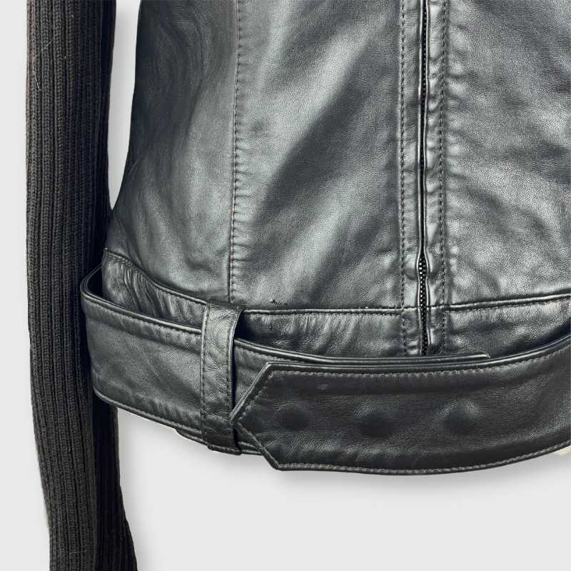 Dolce&Gabbana Lederjacke mit Belt-Optik Schwarz