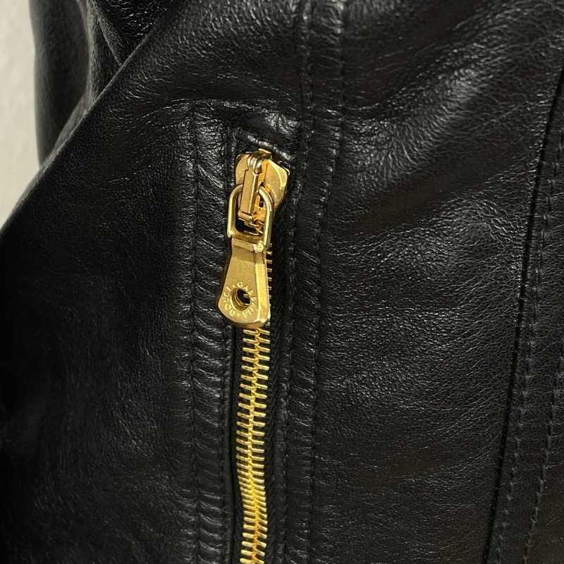 Dolce&Gabbana Lederjacke Schnallenkragen Schwarz