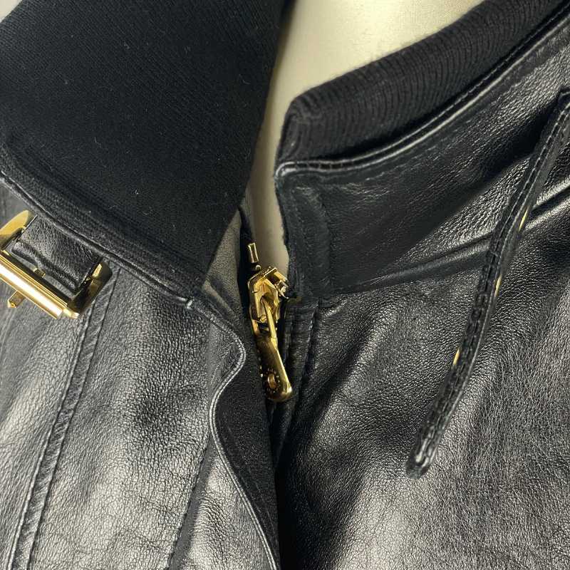 Dolce&Gabbana Lederjacke Schnallenkragen Schwarz
