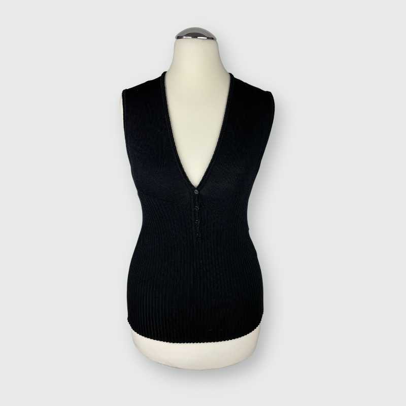 Dolce&Gabbana Top mit tiefen V-Ausschnitt Schwarz