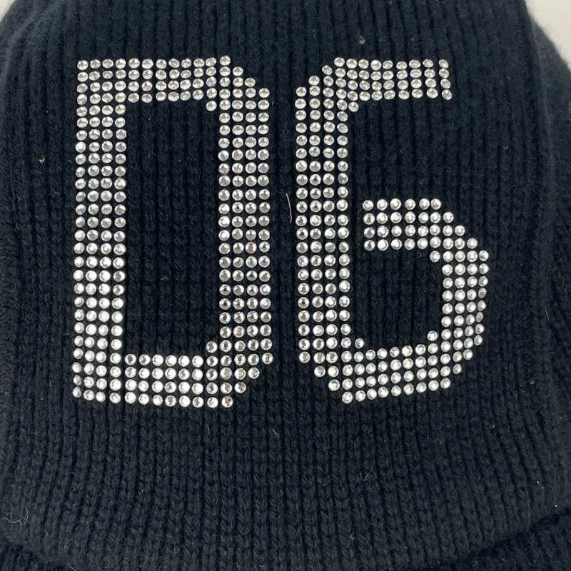 Dolce&Gabbana Strick Cap Schwarz mit glitzer DG