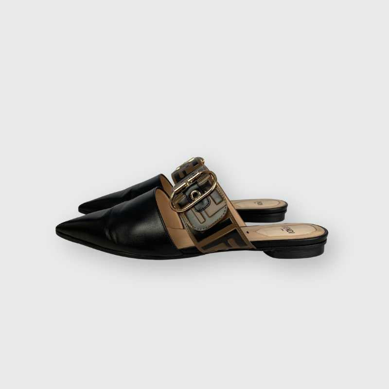 Fendi FF Monogram Leder Mules