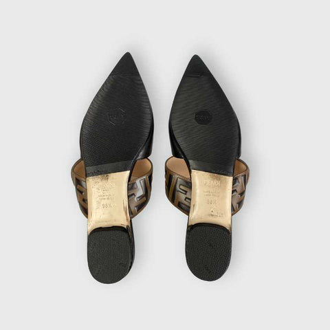 Fendi FF Monogram Leder Mules