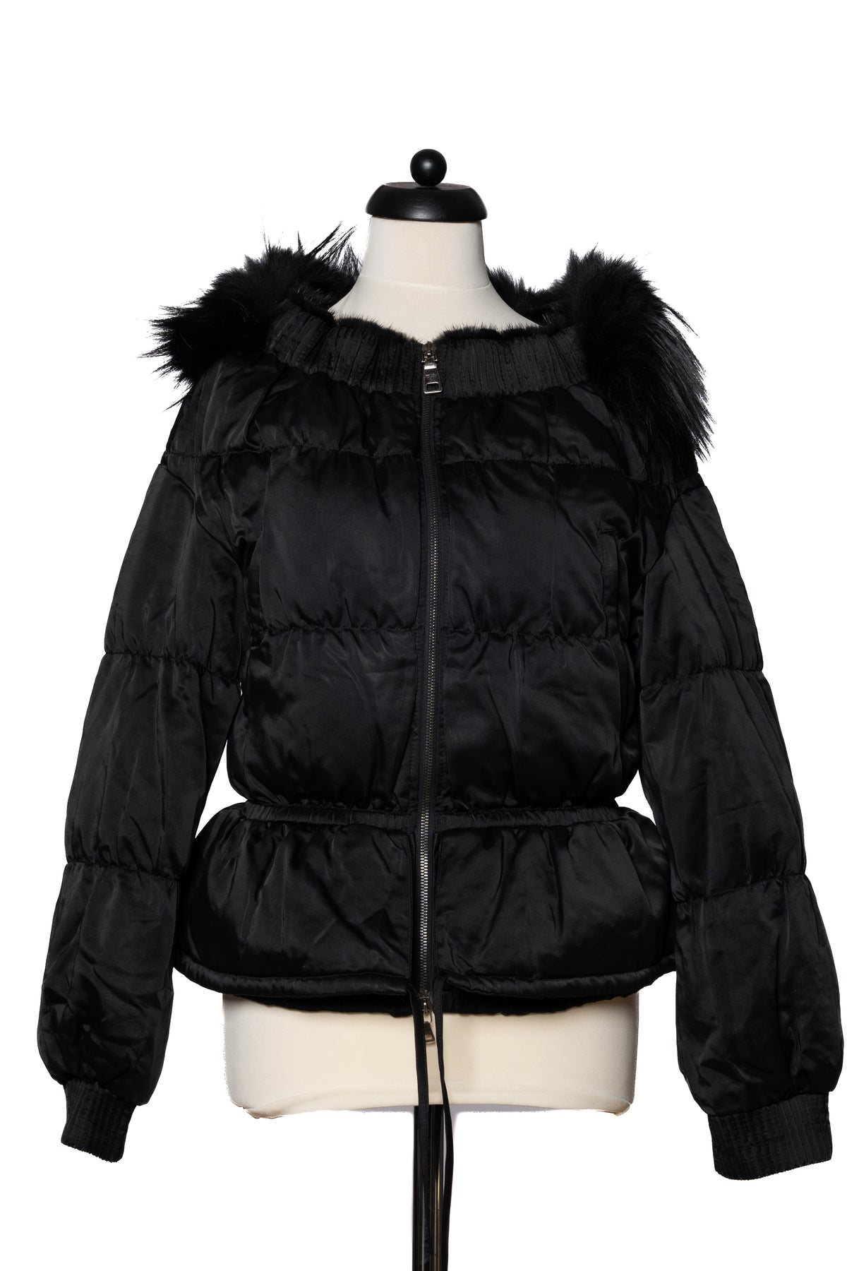 Prada Steppjacke mit Fell schwarz