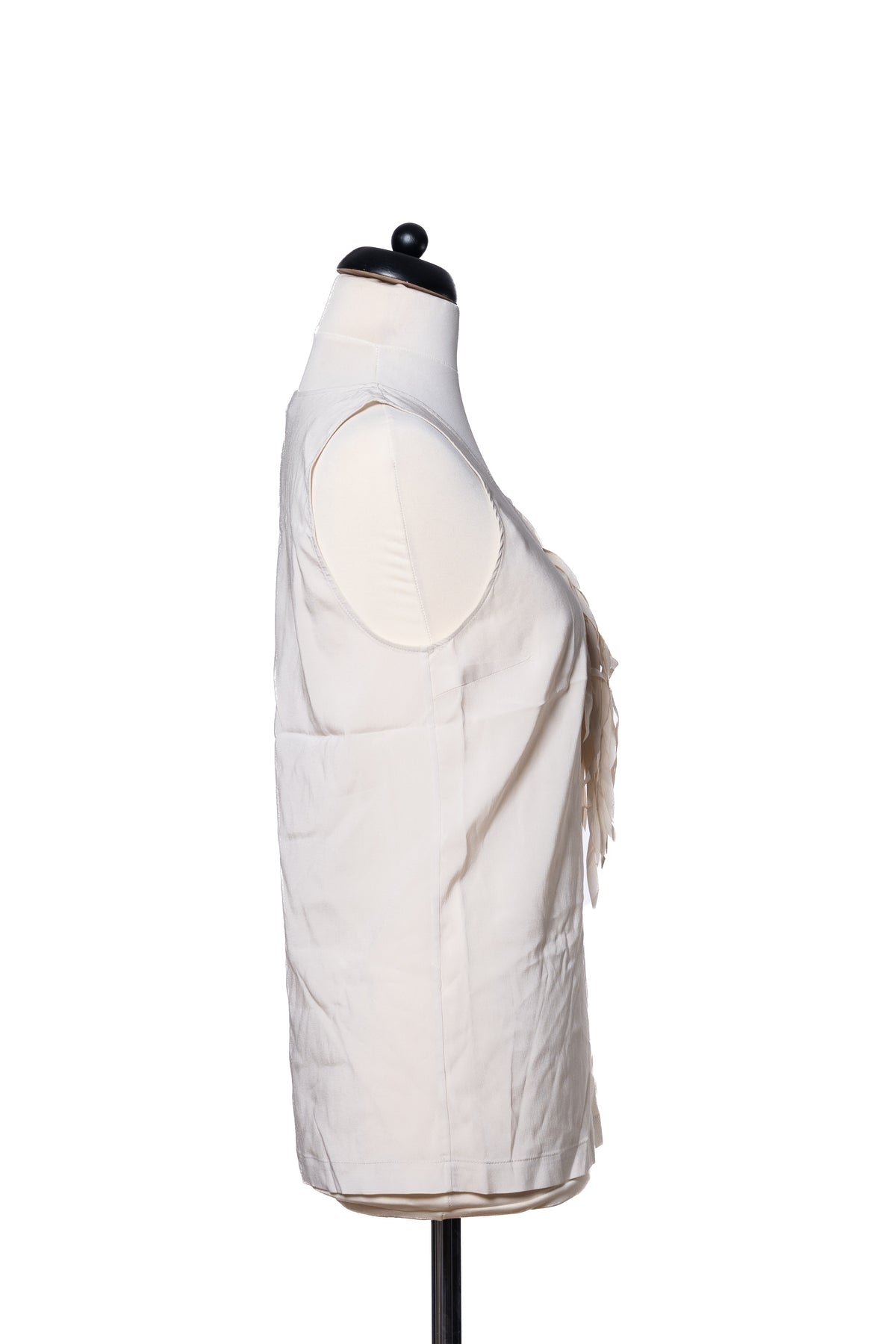 Brunello Cucinelli Seidentop mit Fransen Creme