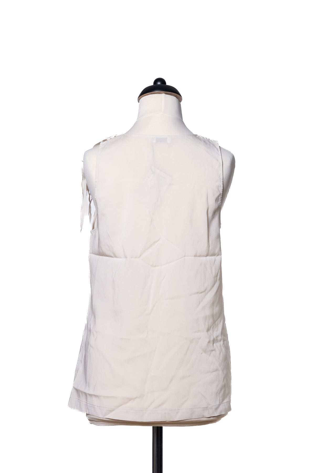Brunello Cucinelli Seidentop mit Fransen Creme