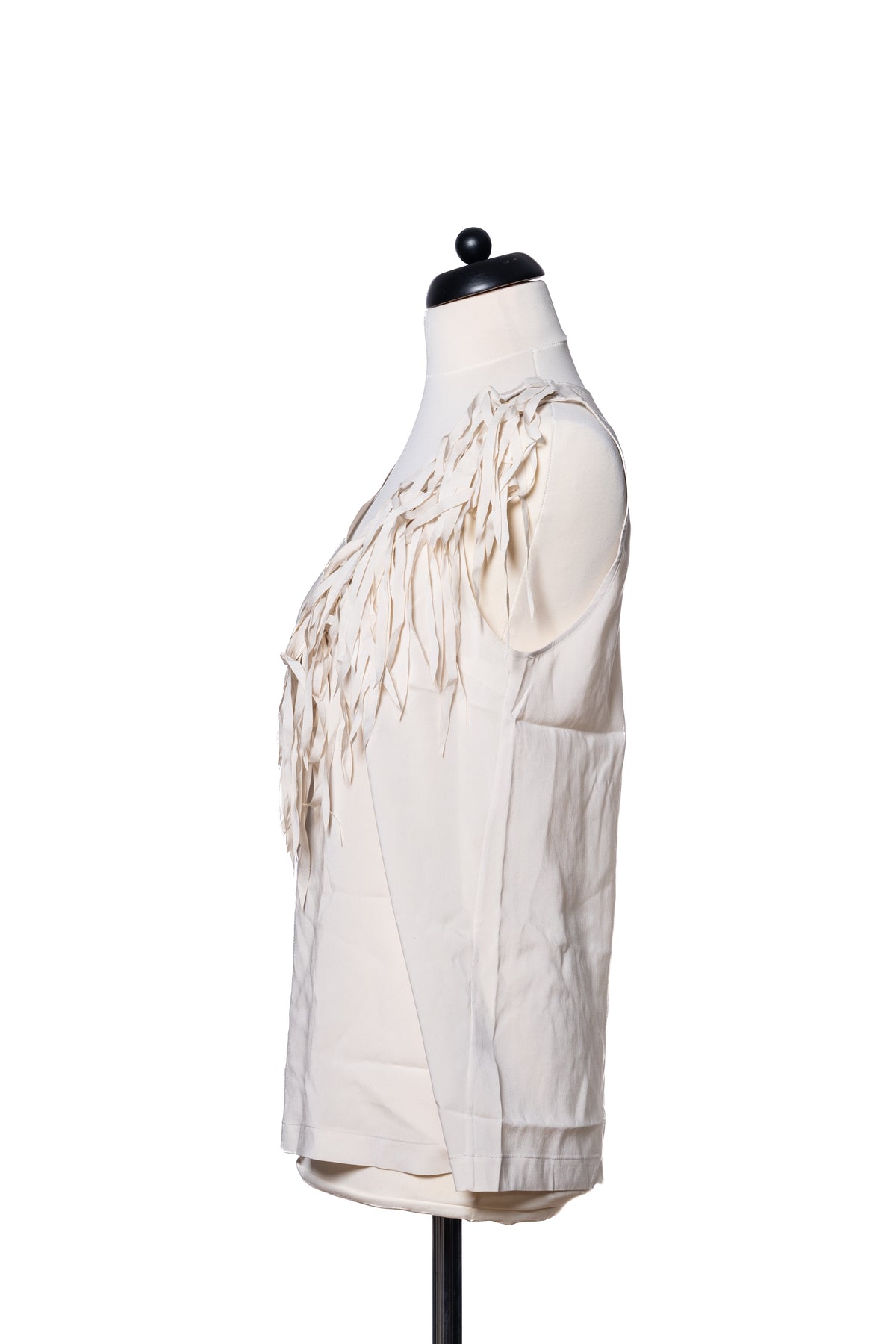 Brunello Cucinelli Seidentop mit Fransen Creme