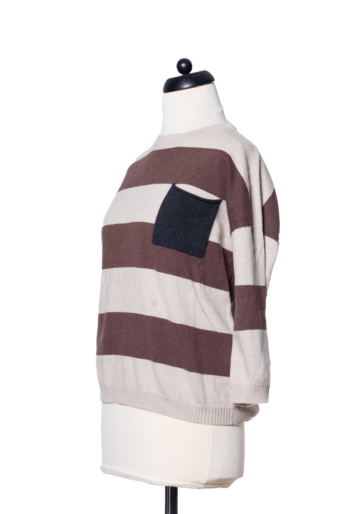 Brunello Cucinelli Pullover Bordeaux/Beige gestreift